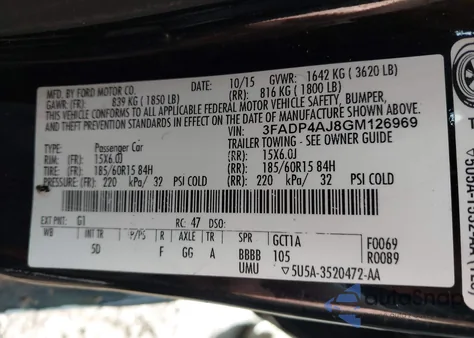 2016 Ford Fiesta S from USA, damaged, VIN 3FADP4AJ8GM126969